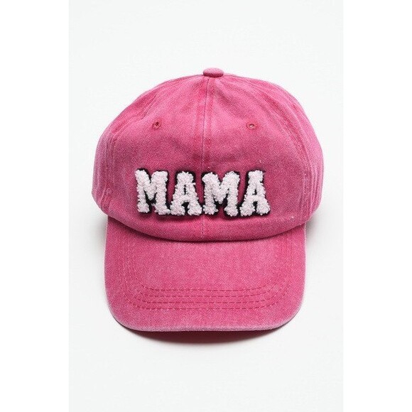 Fuschia Mama Washed Sherpa MAMA Baseball Cap - Picture 2 of 7